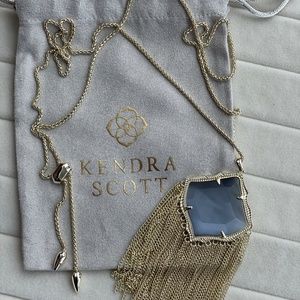 Kendra Scott, Kingston Gold Long Pendant Necklace, in Slate Cats Eye